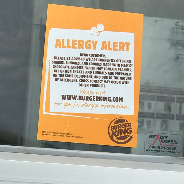 burger king allergen menu